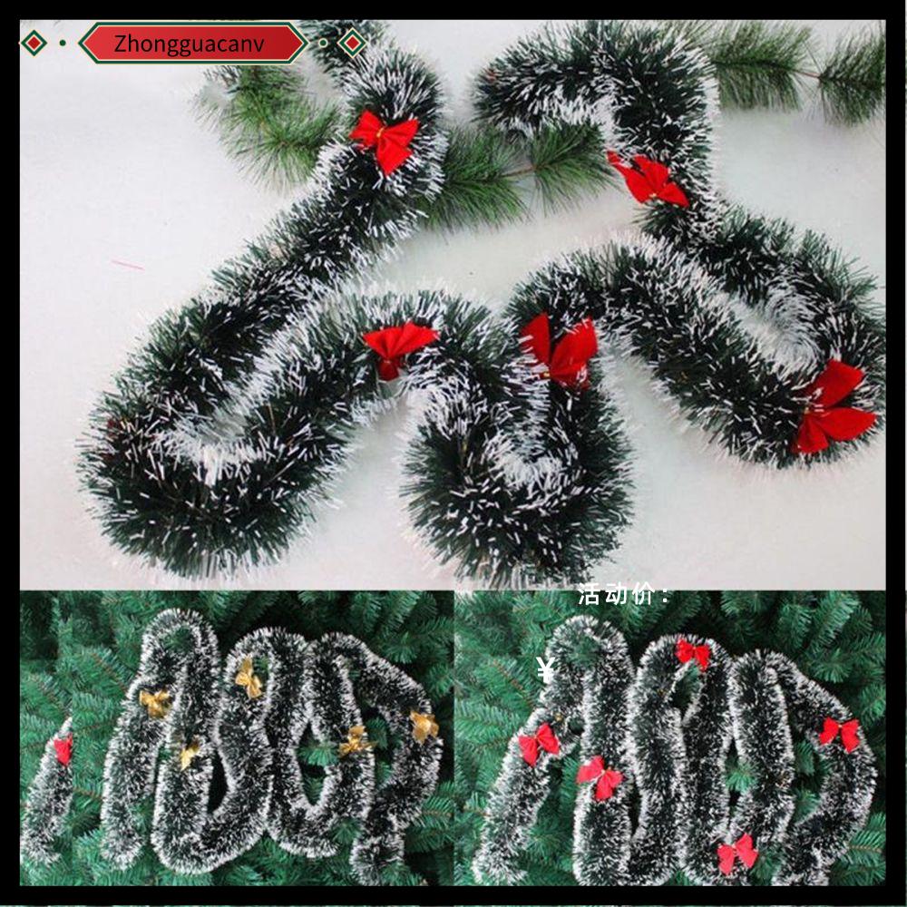 ZHONGGUACANV Cây thông Trang trí tiệc Chúc mừng năm Trang trí cây thông Noel Dây Xmas Với Bowknot Dải bông tuyết Ruy băng xanh đậm Vòng hoa ruy băng