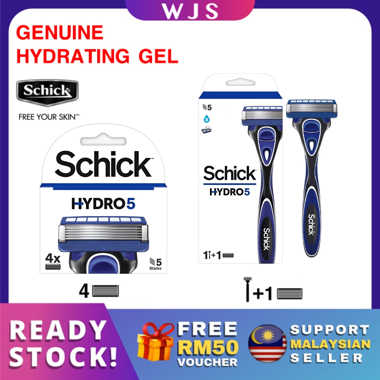 Schick Hydro Premium 5 Razor Handle + 11 Cartridges & Travel Cover - Men's Shaving Kit