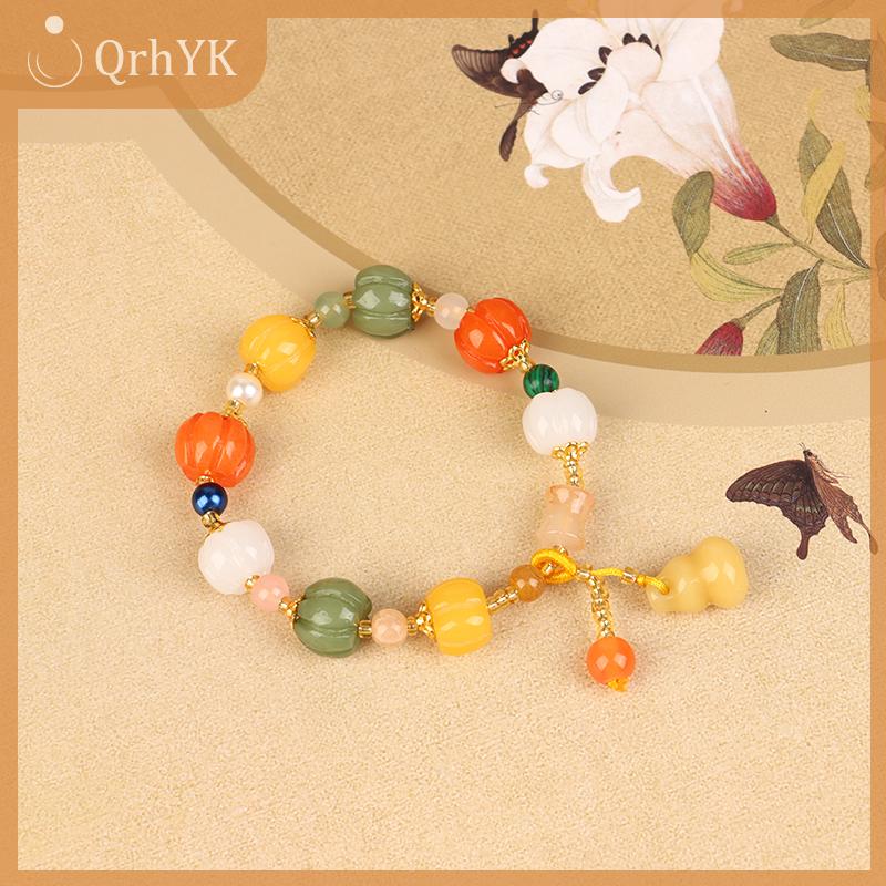 QrhYK Ngọc Vòng Đeo Tay Cho Phụ Nữ Dân tộc Đá Tự Nhiên Hạt Doanh Mặt Dây Chuyền Thời Trang Chuỗi Dây Đeo Cổ Tay