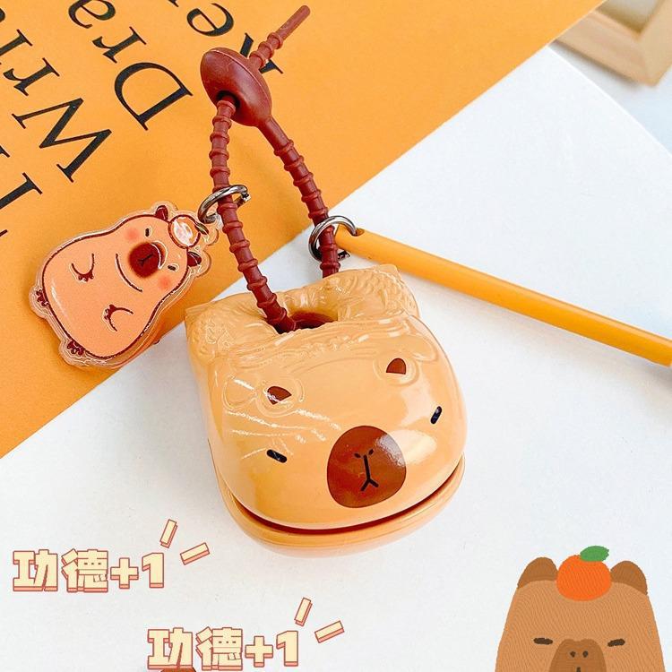 Dễ thương capibara cá gỗ vui giải nén đồ chơi Công Đức + 1 muyu giải nén móc khóa âm thanh nhạc cụ gõ may mắn đồ chơi bằng gỗ