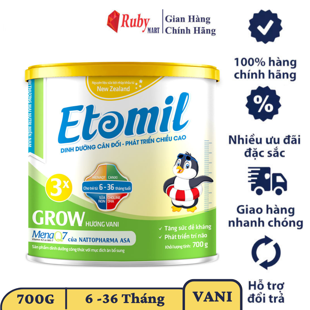 Date T1 25 Sữa Bột Etomil 3x Grow Lon 700gr - Tăng Cường Phát Triển Chiều