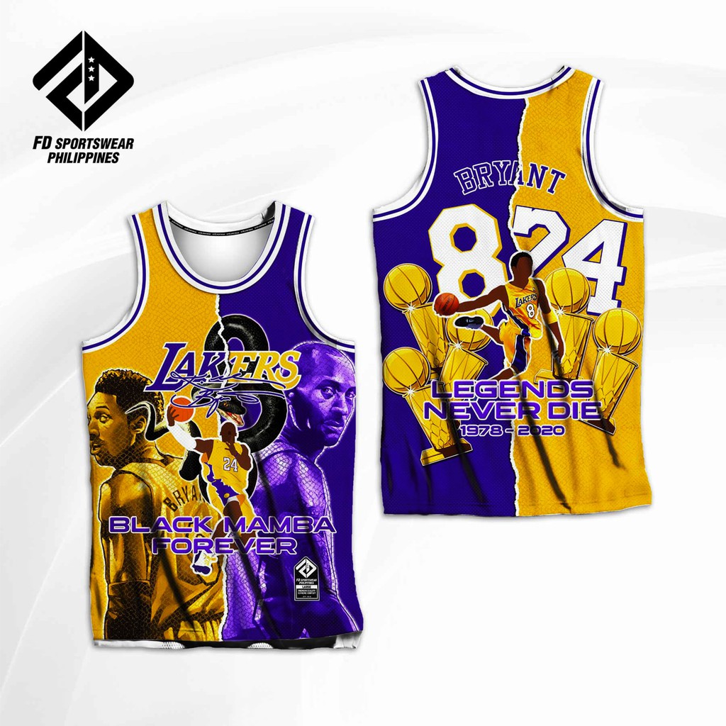 LOS ANGELES LAKERS TRIBUTE JERSEY TO KOBE BRYANT BLACK MAMBA CODE DLMT009  FULL SUBLIMATION JERSEY (FREE CHANGE TEAM NAME, SURNAME & NUMBER)