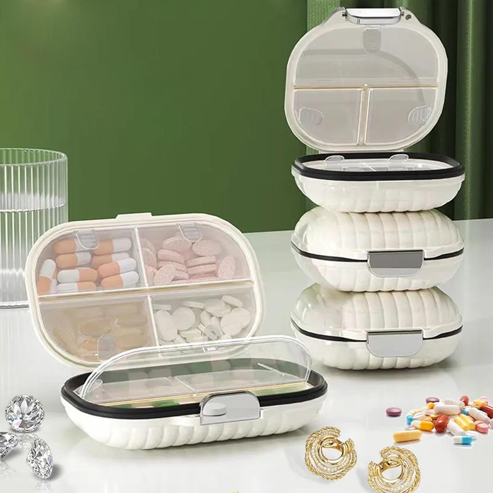 Muduan đồ xếp Nhẫn Trường Hợp Thuốc Lưu Trữ Hộp Thuận Tiện 7-Ngày đồ sắp xếp thuốc Du Lịch Thân Thiện Rõ Ràng Trường Hợp Cho Thuốc Vitamin Và Đồ Trang Sức Lưu Trữ