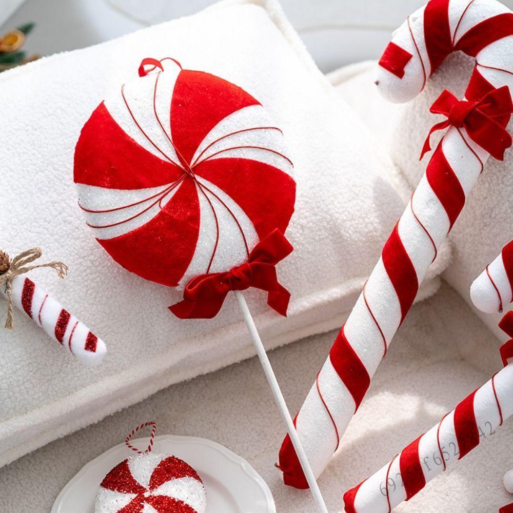 สีแดงสีขาว Flocking กำมะหยี่คริสต์มาสแขวน - โฟม Candy Cane Decor สำหรับคริสต์มาส ราคา 328 บาท*ส่งฟรี