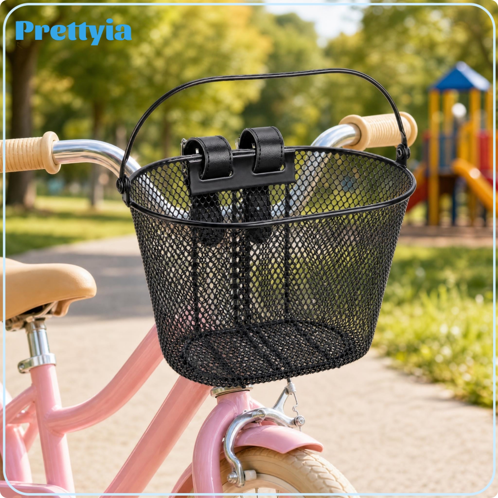 Prettyia Adjustable Straps Metal Wire Bike Basket Front Mount Metal Mesh Basket ราคา 8,921 บาท*ส่งฟรี