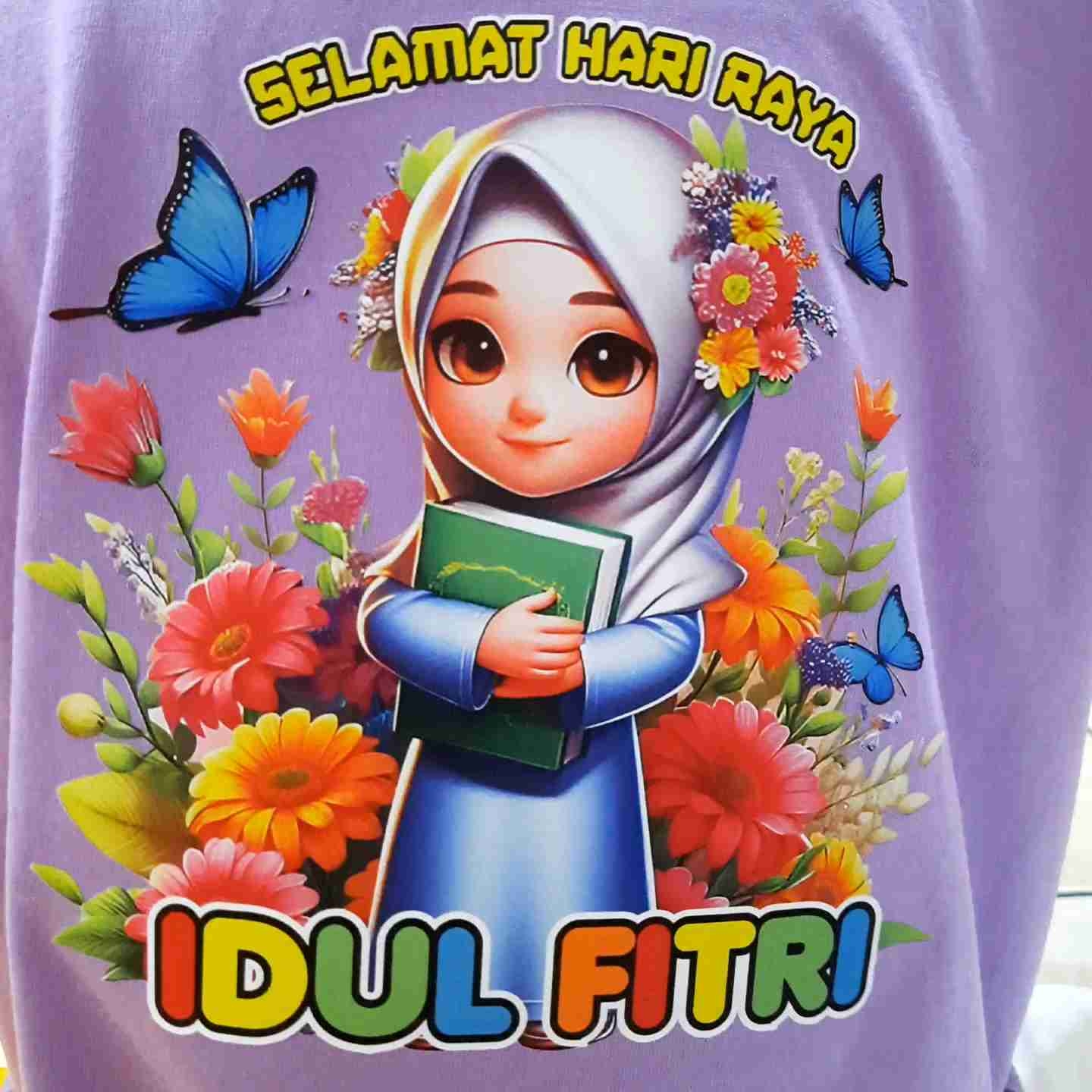Kaos lebaran anak cewek soleha idul fitri buat umur 2-10 tahun