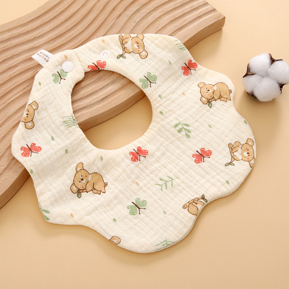 Drool Bib Waterproof Baby Pure Cotton Gauze Cotton Class A 6-Layer Newborn Bib Double Side Infants