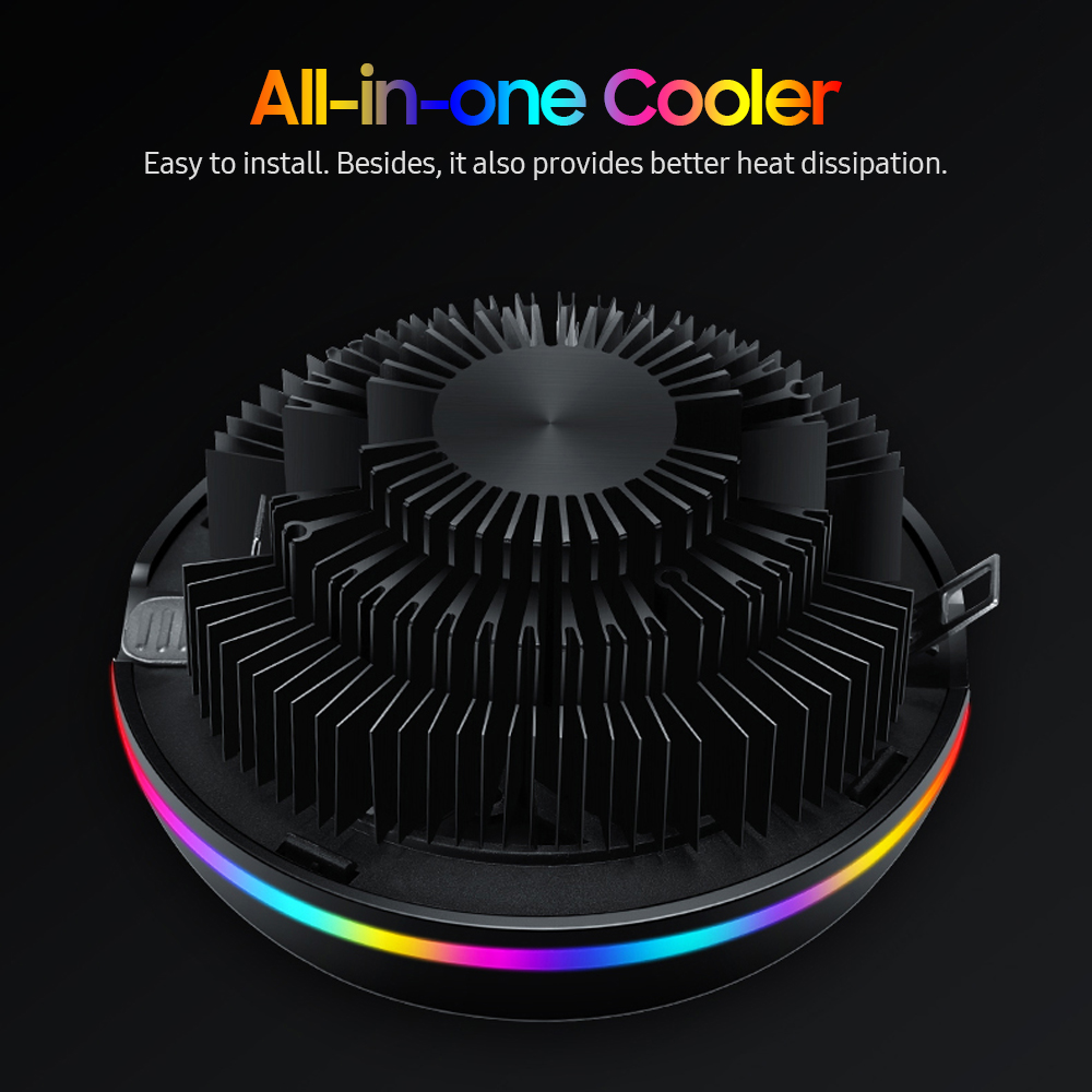 Buzhi tất cả trong một CPU Quạt hơi nước cấu hình đẩy 5 màu được thiết kế UFO Intel/AMD ổ cắm đa năng với bộ làm mát 5 màu bạc mang chất lỏng