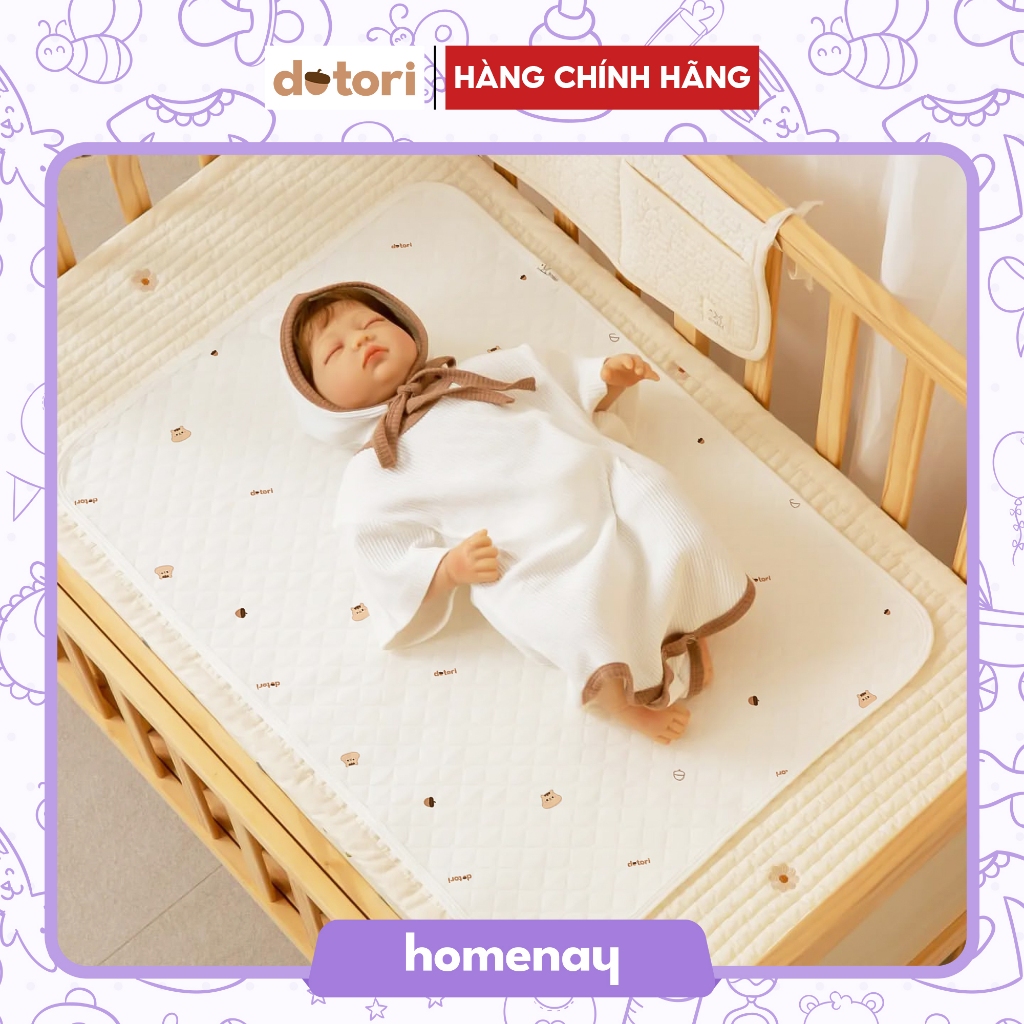 Thảm lót chống thấm Dotori Hàn Quốc Cotton Hữu Cơ Organic Lót PU cao cấp chống thấm chống trượt