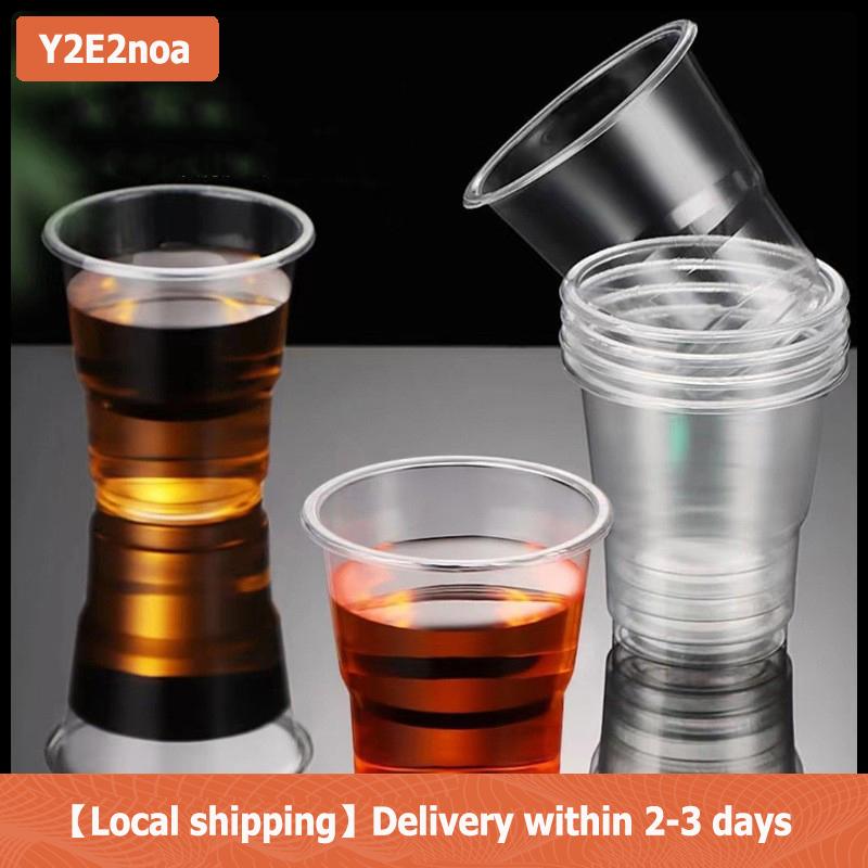 【Local shipping】 50 cái dùng một lần rõ ràng cốc nhựa ngoài trời dã ngoại sinh nhật nhà bếp bên Bộ đồ ăn bên ly nhựa cho đồ uống lạnh