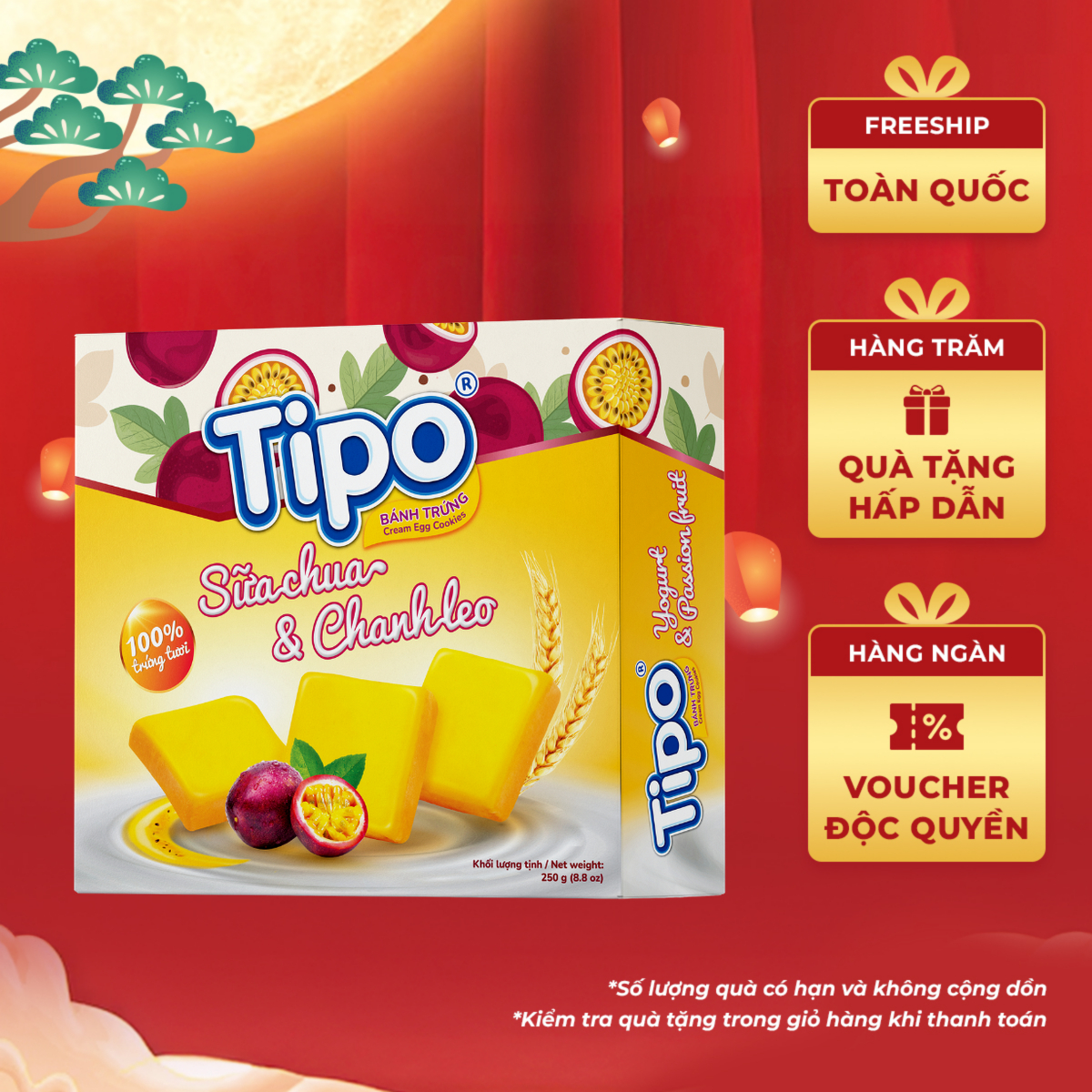 Tipo Bánh Trứng Kem Sữa Chua Chanh Leo 250g