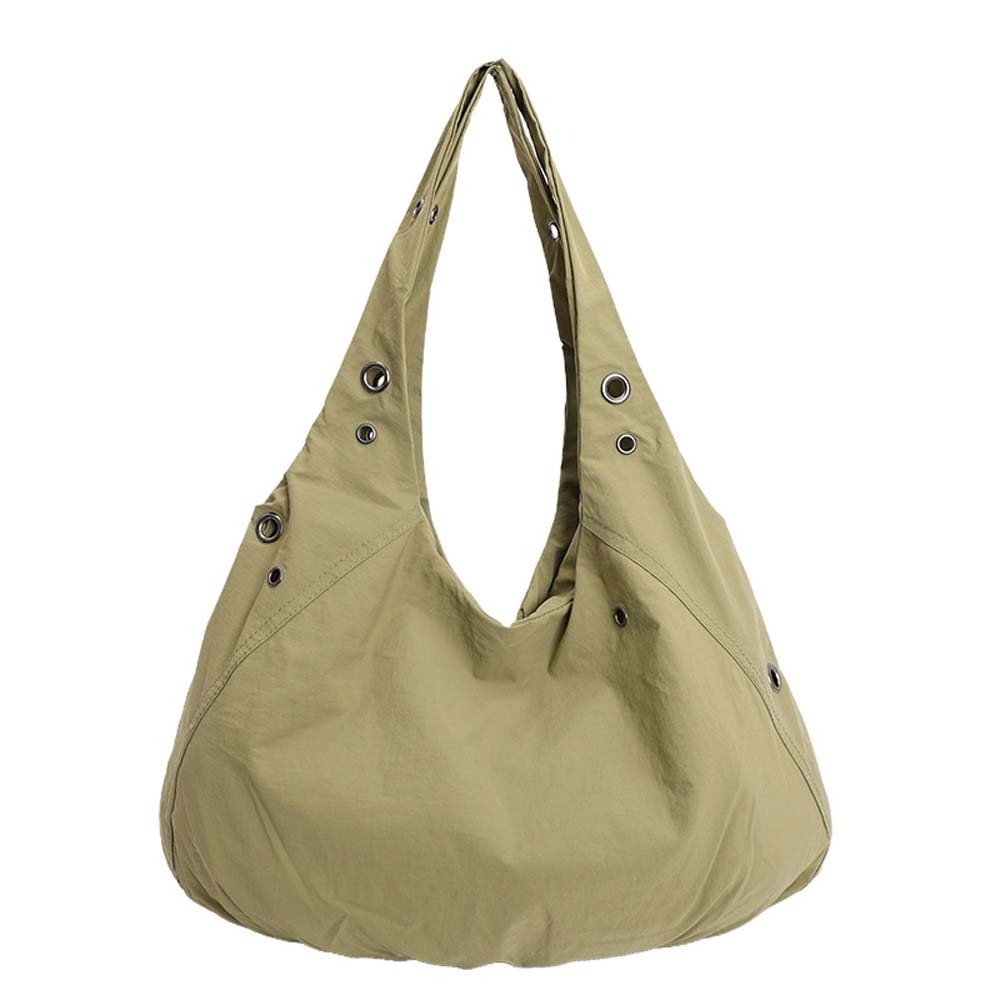 HERWK Nước chống bắn Túi vest tote có lỗ xỏ Công suất lớn Nhẹ Túi vải đeo vai cho nữ Dày hơn Túi đi lại Túi xách nylon màu sắc đồng nhất Phụ nữ - 4