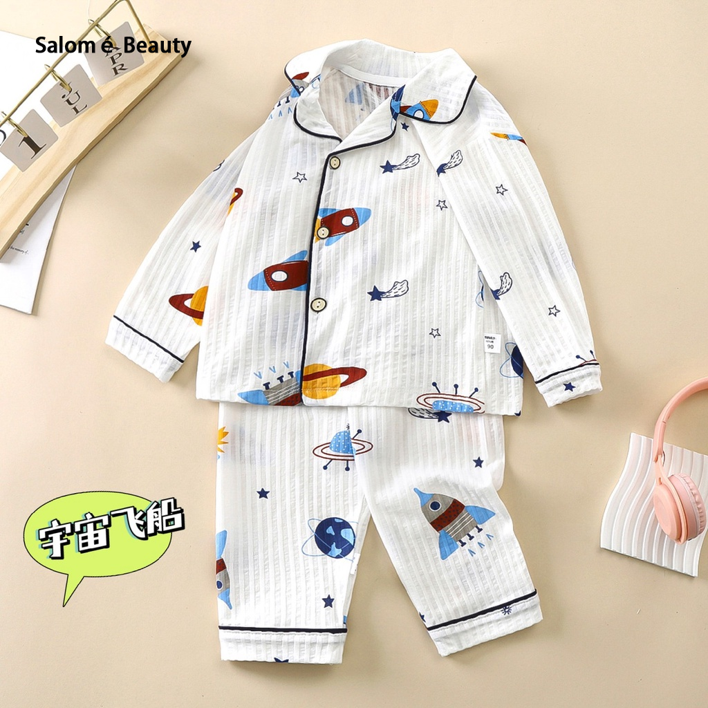 7-sleeved cotton home set for boys and girls aged 3-8 ราคา 135 บาท*ส่งฟรี
