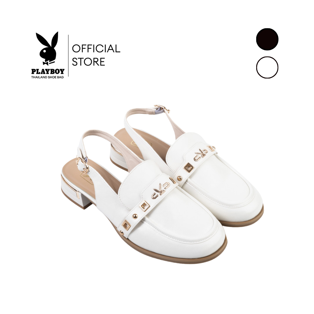 Playboy Model Peony Loafer Slingback, Slip-On Shoes, Round Toe Design, Code Number St-H254C1235, Available in 2 Colors: Warm White / Mirror Black. ราคา 1,832 บาท*ส่งฟรี