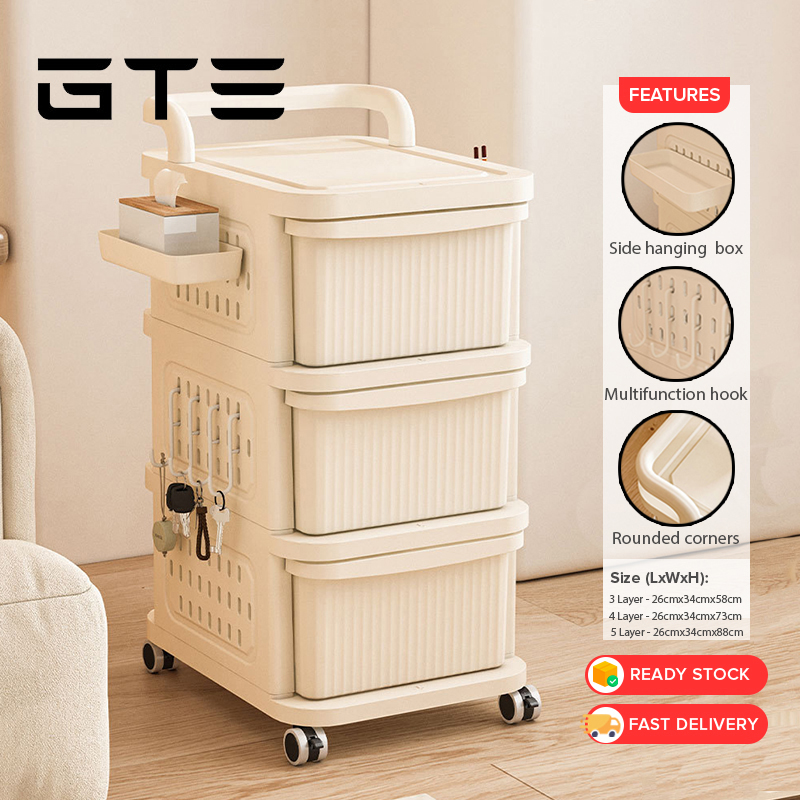 GTE Trolley Hand-movable Multilayer Drawer Style Storage Rack For Snacks And Baby Products Storage Drawer With Wheels - Fulfilled by GTE SHOP