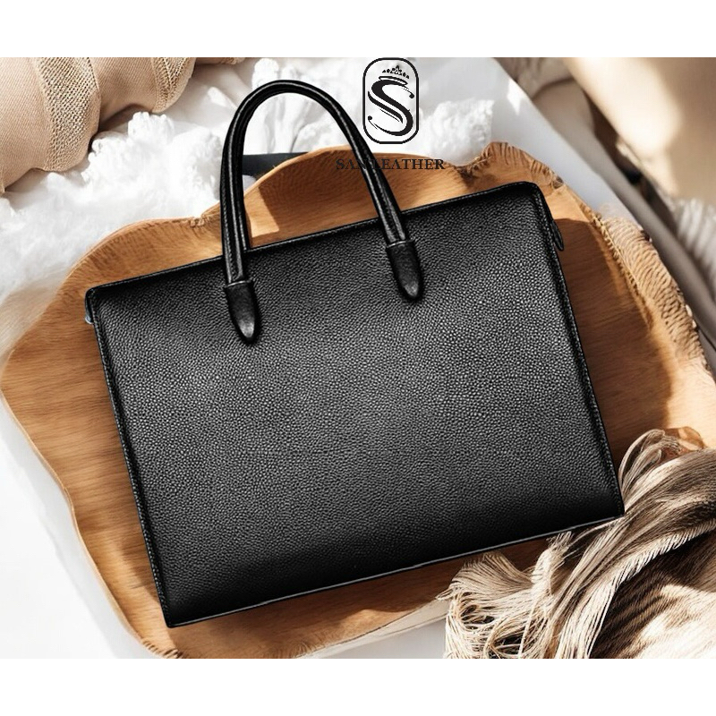 Cặp Da Thật Khóa Vân Tay SanLeather-9582.Túi Xách Da Thật Cao Cấp