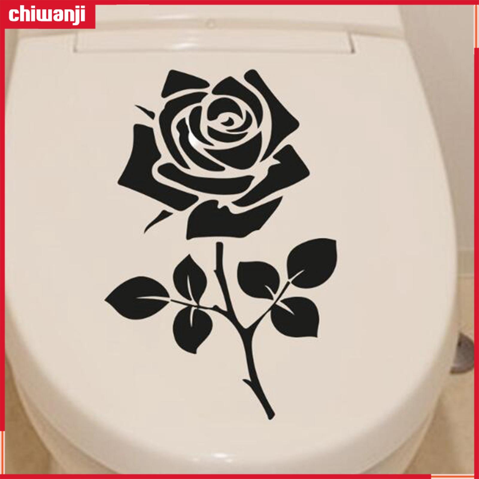 chiwanji Floral Toilet Lid Sticker Funny Waterproof Floral Toilet Seat Lid Sticker for Lavatory Tiles Glass Restroom Washroom Decor