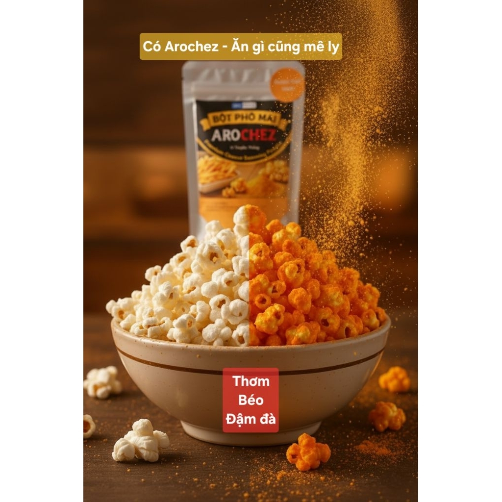 100g bột phô mai Arochez thơm béo đậm đà cho món bắp rang bơ, khoai lang chiên, khoai tây chiên, sốt salad