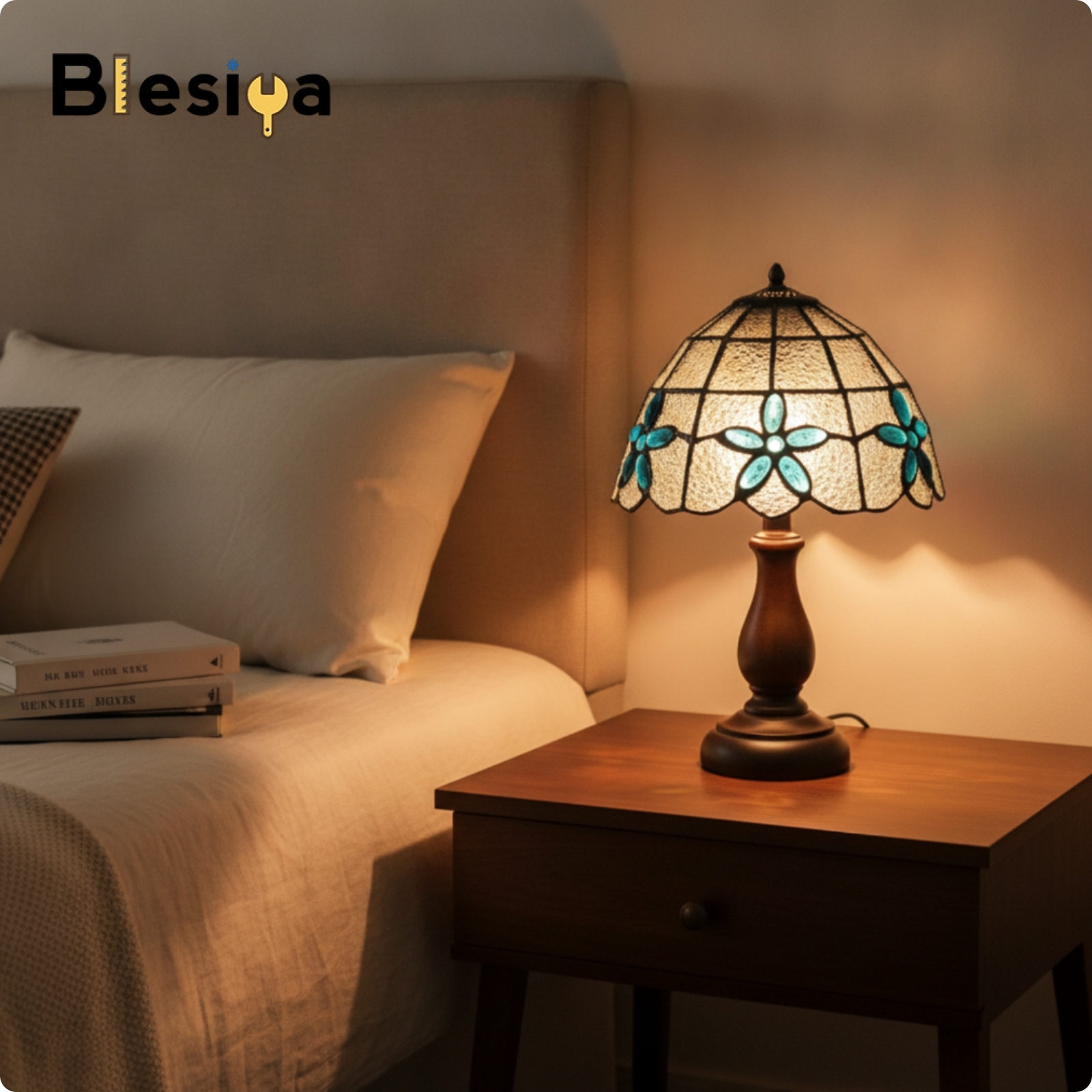Blesiya Handmade Tiffany Style Lampshade Hand-Soldered Tiffany Lampshade Vintage for Wall Light