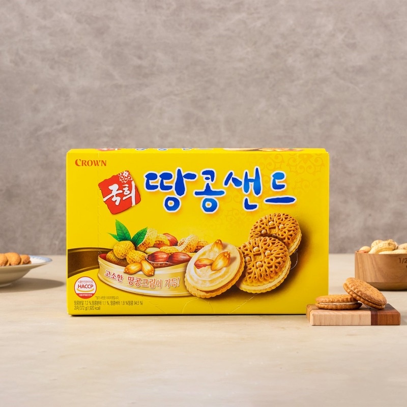 Bánh quy đậu phộng kuk-hye hàn quốc crown 70g 크라운)국희땅콩샌드
