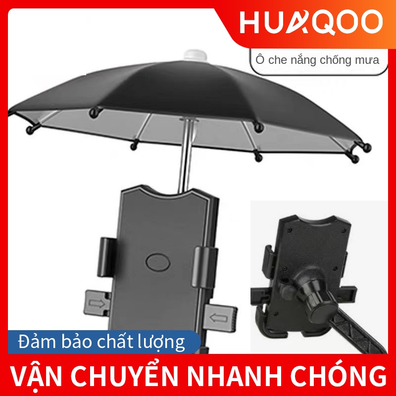 HUAQOO Giá Đỡ Điện Thoại Xe Máy - Kẹp Điện Thoại Gắn Xe Máy có ô dù che mưa che nắng