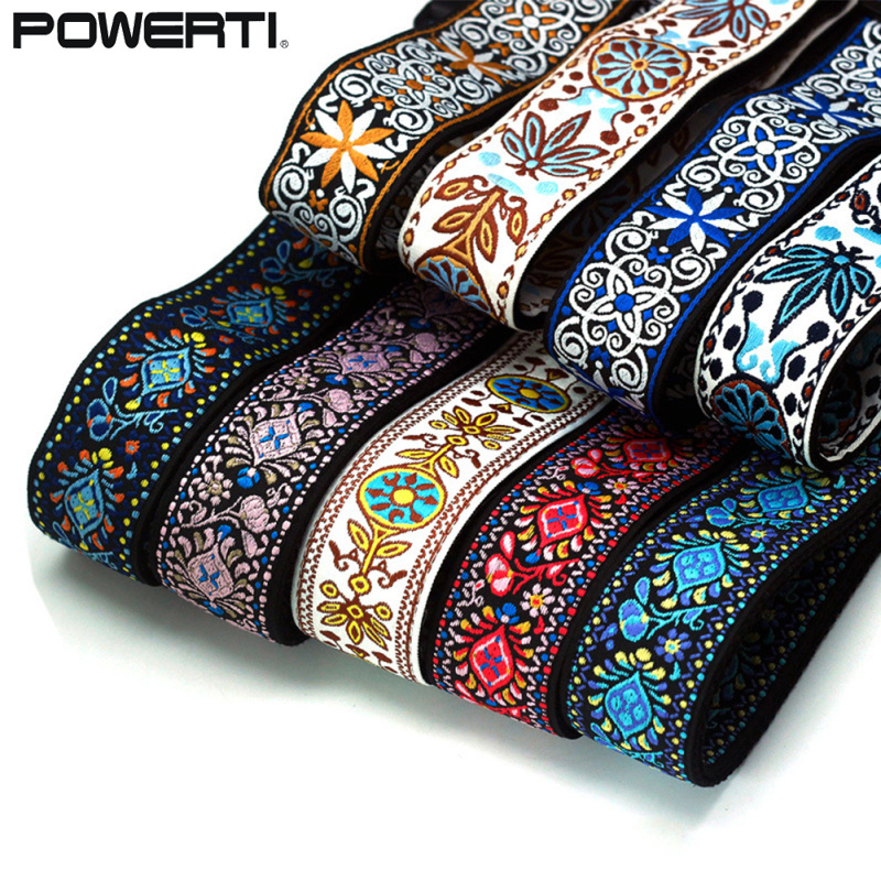2024 mới!!🔥Dây đeo đàn guitar thêu vành đai có thể điều chỉnh Jacquard ban nhạc với da kết thúc cho bass Acoustic điện Guitar dân gian nhạc cụ