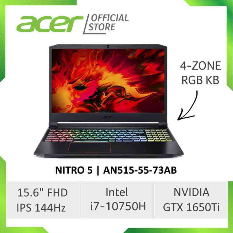 Acer Nitro 5 AN515-55-73AB NEW 144Hz Refresh Rate Gaming laptop with Intel i7-10750H Processor and NVIDIA GTX 1650Ti 4GB GDDR6
