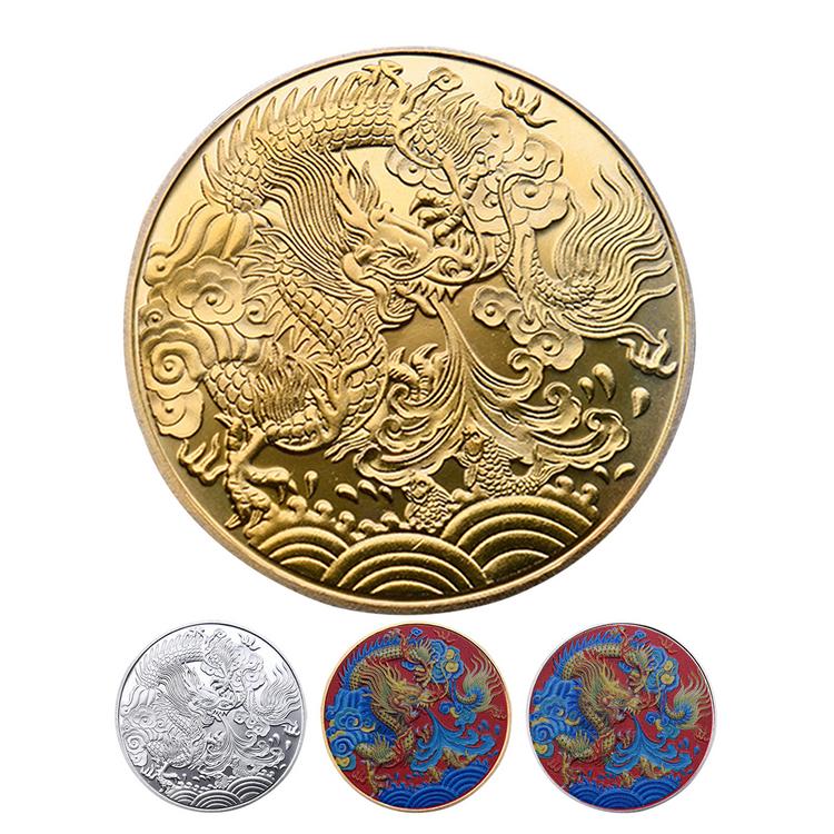 Đồng Xu May Mắn Cung Hoàng Đạo Rồng Trung Quốc Đồng Xu Rồng Trung Quốc Tiền xu sưu tập kim loại rắn Đồng xu cá nhân bền cho quà tặng kỷ niệm năm mới của Trung Quốc amazing