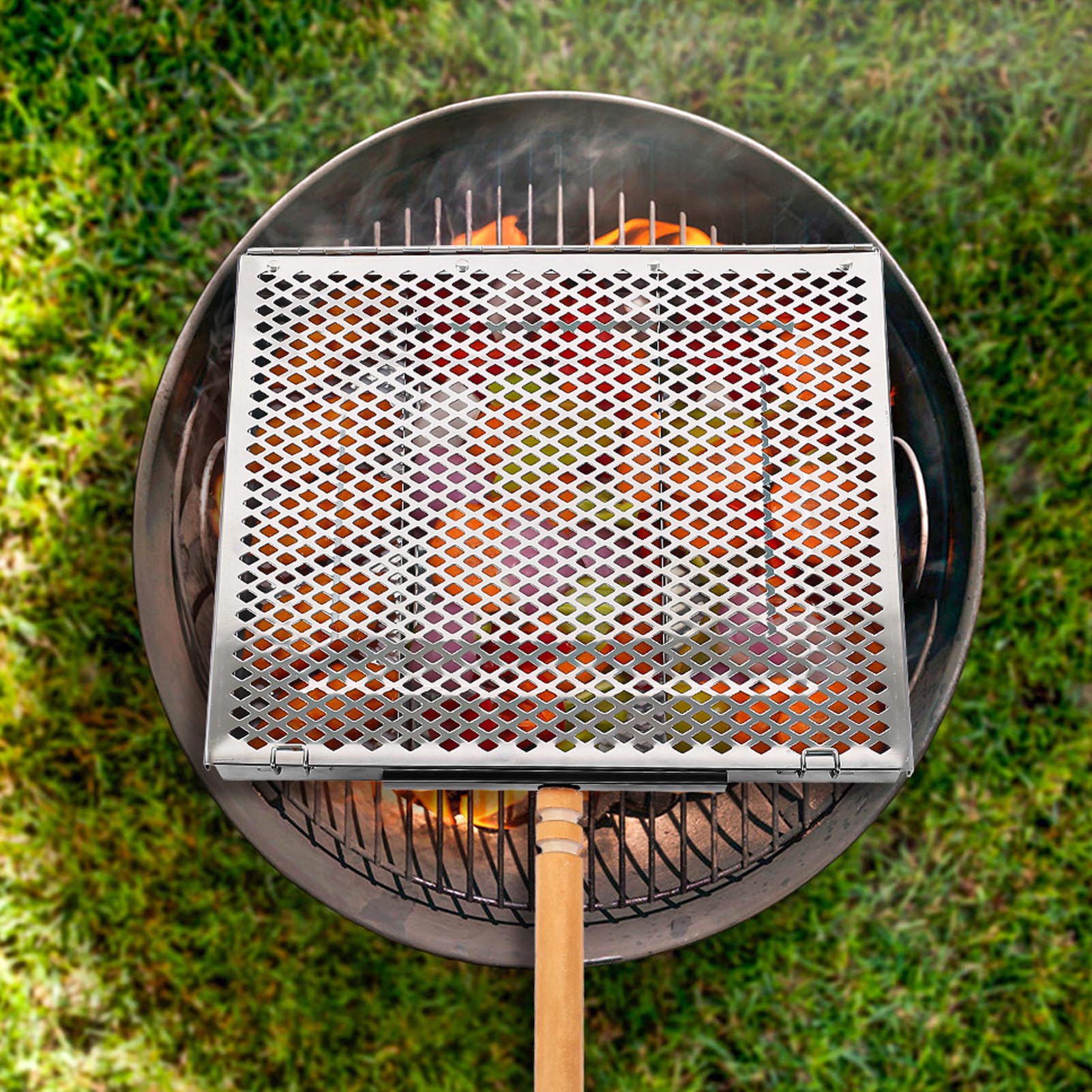 BBQ Grilling Basket Detachable Dividers Uniform Heating Grill Basket Fine Mesh for Fish - ยี่ห้อ OEM ราคา 874 บาท*ส่งฟรี