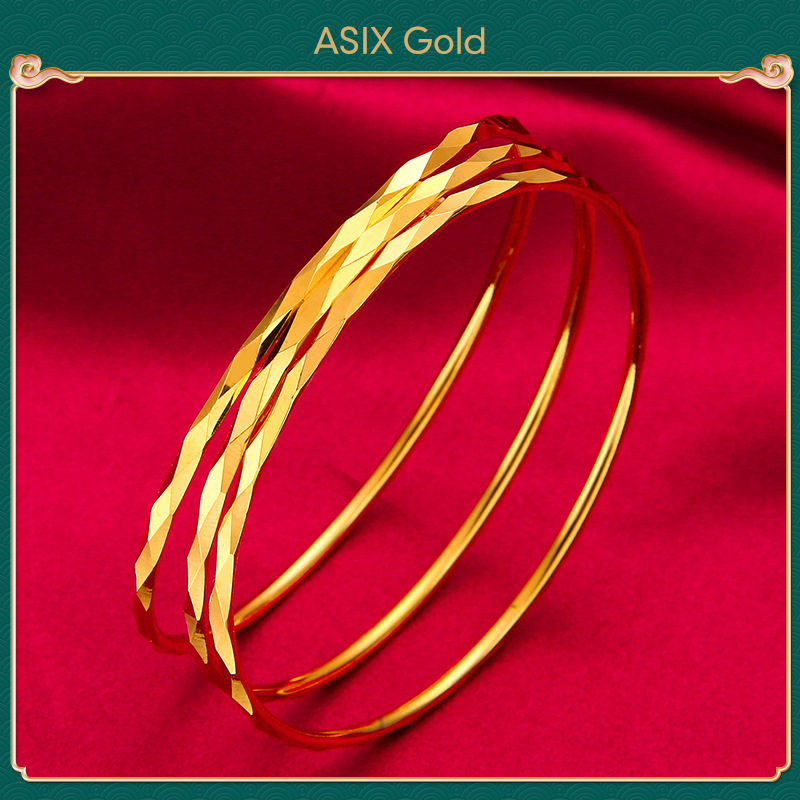 ASIX GOLD Vòng đeo tay vàng 24K cho nữ Cửa hàng vàng thời trang với cùng một chiếc vòng tay Sansheng III Vòng tay tình yêu may mắn Trang sức cưới Một món quà sinh nhật cho bạn gái của bạn