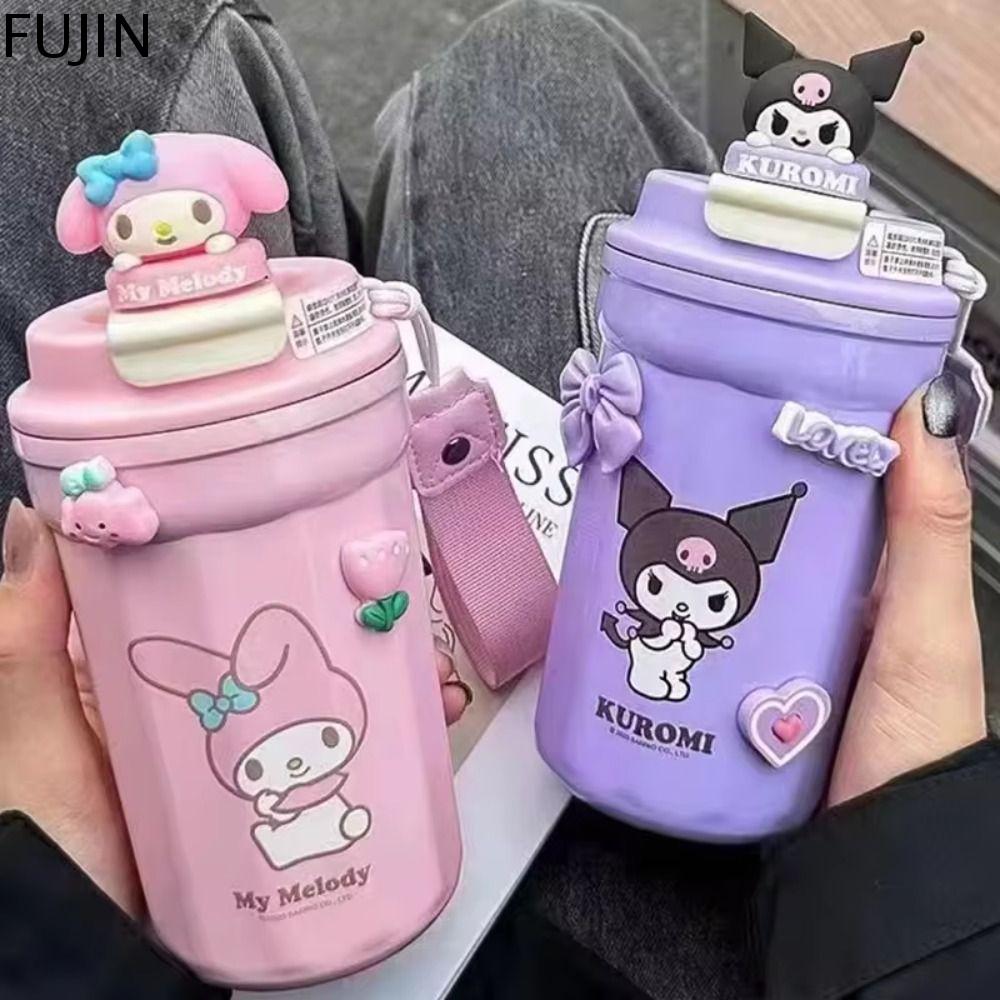 FUJIN My Melody Bình giữ nhiệt kuromi Pompom Potchacco Chai nước cinnamoroll Anime Dễ thương Cốc giữ nhiệt bằng inox Ngoài trời