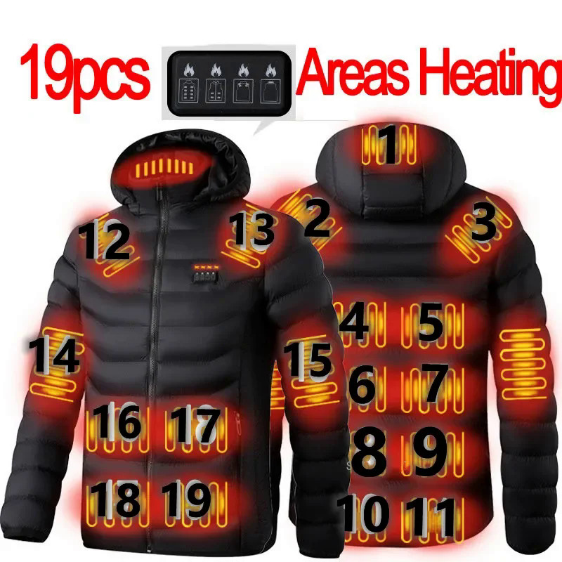 19 khu vực áo khoác nóng của phụ nữ ấm vest USB Nam sưởi ấm áo khoác áo khoác nóng Áo khoác săn bắn đi bộ đường dài cắm trại mùa thu mùa đông nam