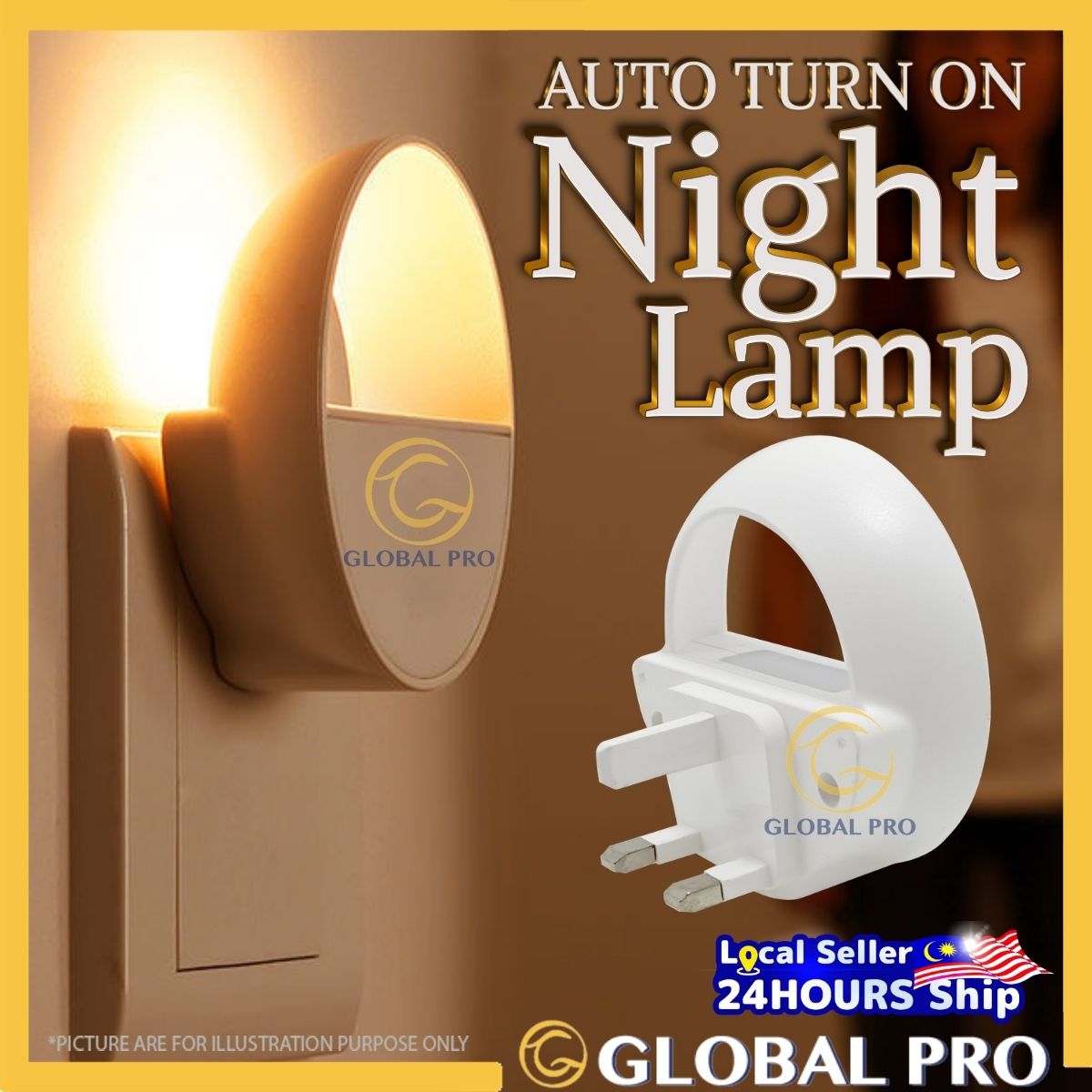 MODERN Night Light Smart Auto On Lamp Light Sensor Lamp Lampu Tidur Lampu Bilik LED Night Lights 3 Pin Plug Baby Lamp