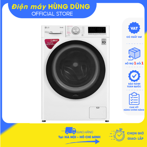 [GIAO LẮP TRONG NGÀY TẠI HN ] Máy giặt lồng ngang LG Inverter 9 kg FV1409S4W- Bảo hành chính hãng 10 năm
