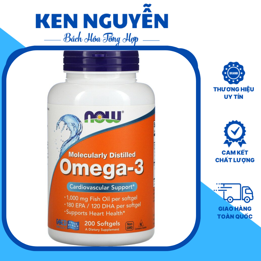 Dầu Cá Omega 3 Now Vitamin Bổ Mắt Sáng Mắt 200v Viên Nhập Mỹ