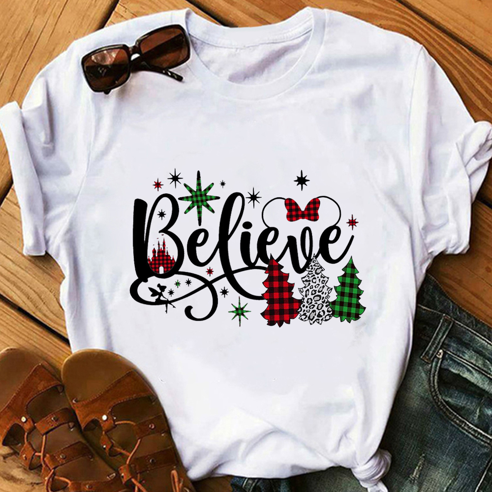 New store openingBelieve Merry Christmas Womens Clothes Disney Y2k Fashion T-shirt White Aestehtic X