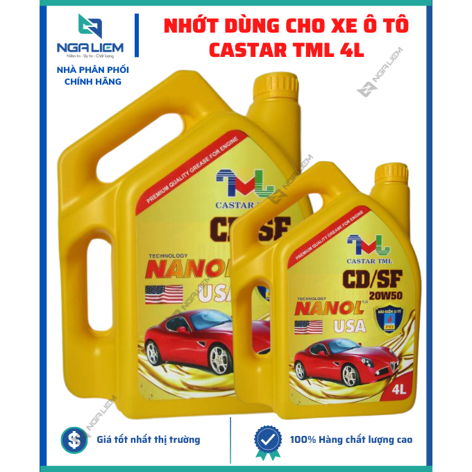 Dầu Nhớt Dùng Cho Xe Ô Tô Castar TML 4Lít - chuyên dùng các gara xe [Hàng Chất Lượng Cao]