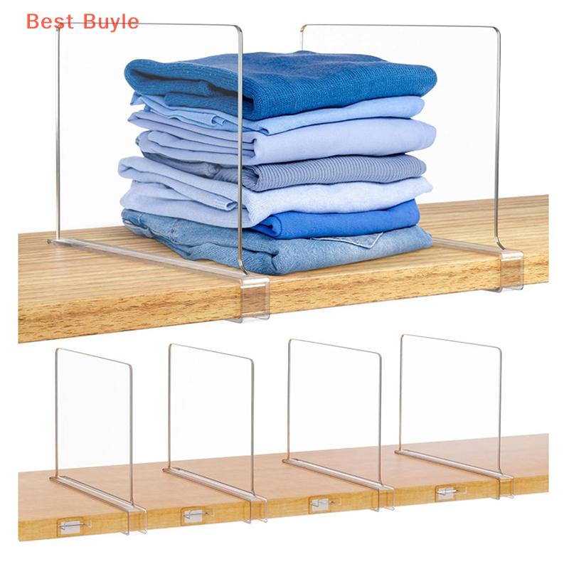 💖Best Buyle 1 2 4pcs trong suốt kệ tủ quần áo cho tủ quần áo tổ chức quần áo Divider tủ kệ sách Divider baffle