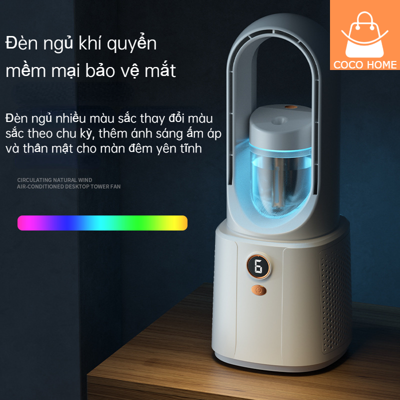 High-end mini electric bladeless fan 6-mode bladeless fan Electric rechargeable fan-convenient for summer