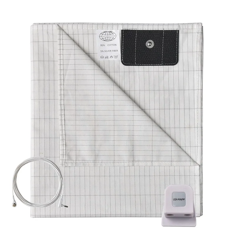 {fthyj} MAXSHARER Grounding bed sheet conductive Silver fiber flat sheet Organic Cotton Earthing sheet for Better Sleep Nature Health