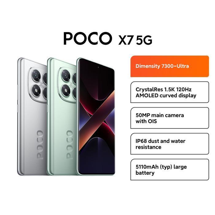 POCO X7 5G | Dimensity 7300-Ultra | CrystalRes 1.5K 120Hz AMOLED | 50MP camera OIS - green, 8/256gb - silver, 8/256gb - silver, 8/256gb Giá 3,389,000 Đồng*Miễn phí vận chuyển