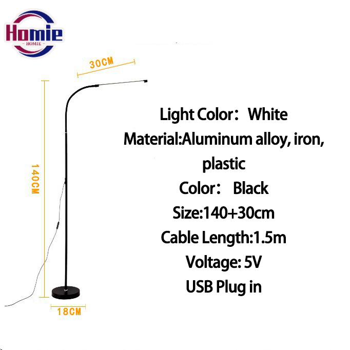 LED Floor Lamp Long Arm Living Bedroom Piano Light Hotel Vertical Desk Lamp Reading Light