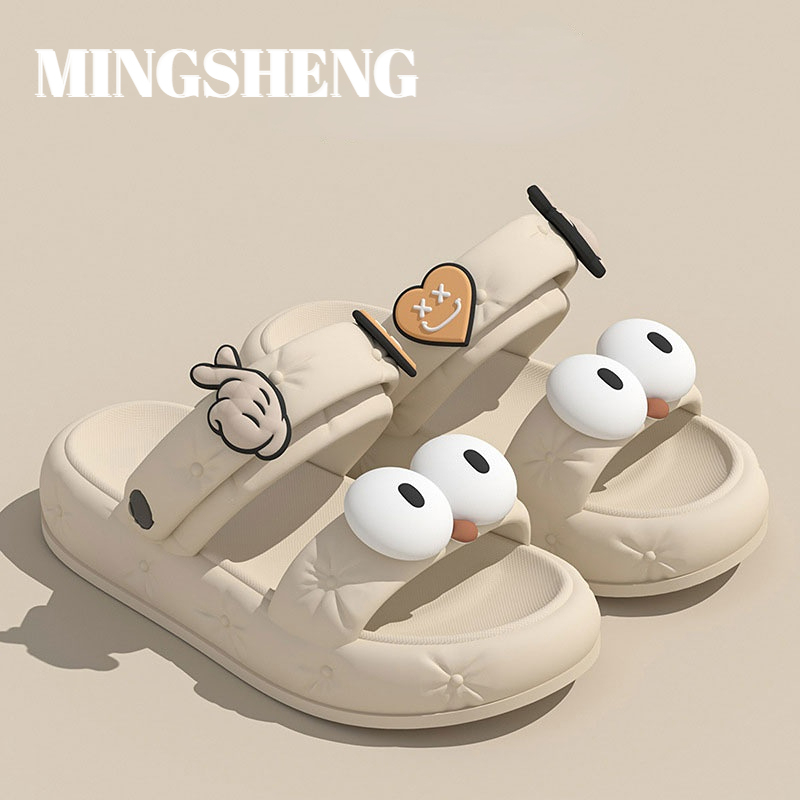 MINGSHENG Giày Nữ New baotou Dép nửa chân Net Màu Đỏ tất cả các trận đấu
