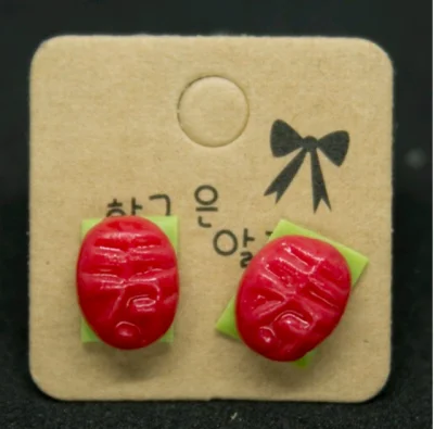 Handmade Clay Ang Ku Kueh (red) Earrings