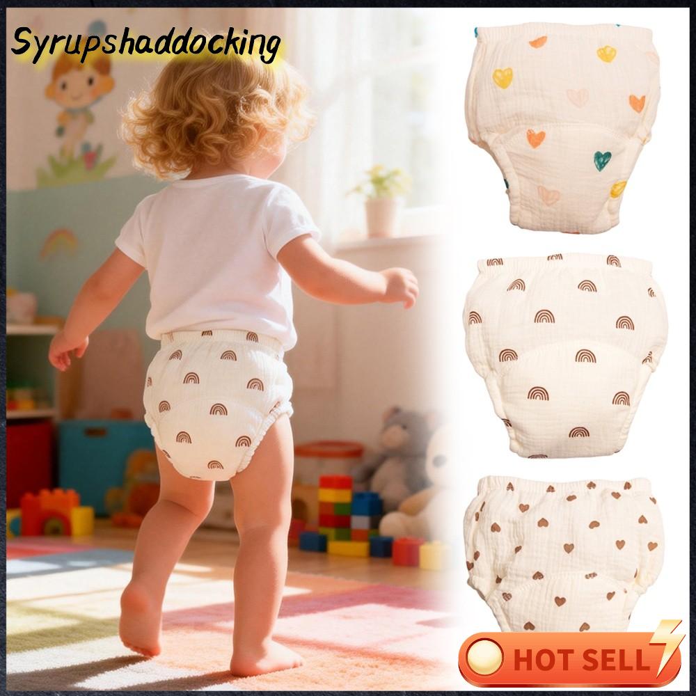 SYRUPSHADDOCKING Thoáng khí Quần tập cho bé Chống thấm nước Gạc bông Tã em bé có thể giặt Mềm mại Có thể giặt Tã em bé Sử dụng cho trẻ  biết đi