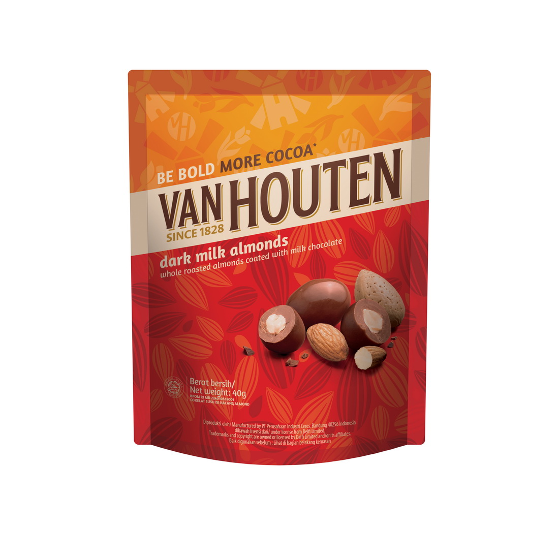 Van Houten Dark Milk Almonds 40g ราคา 44 บาท*ส่งฟรี
