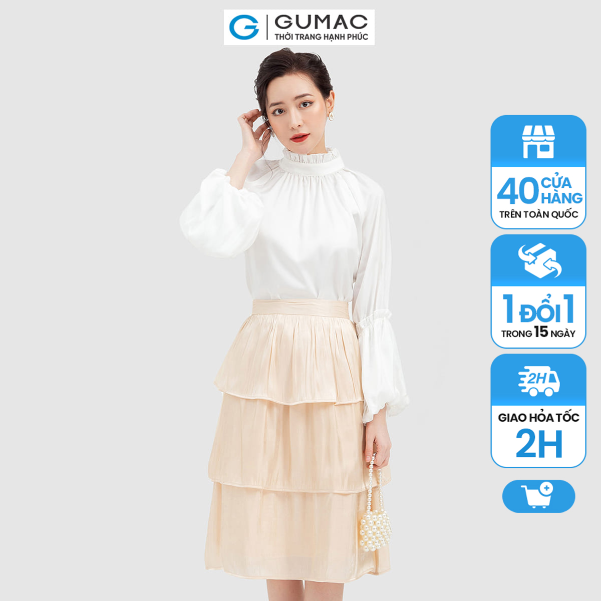 Chân váy nữ thiết kế 3 tầng chất liệu tơ cao cấp vb11013 gumac