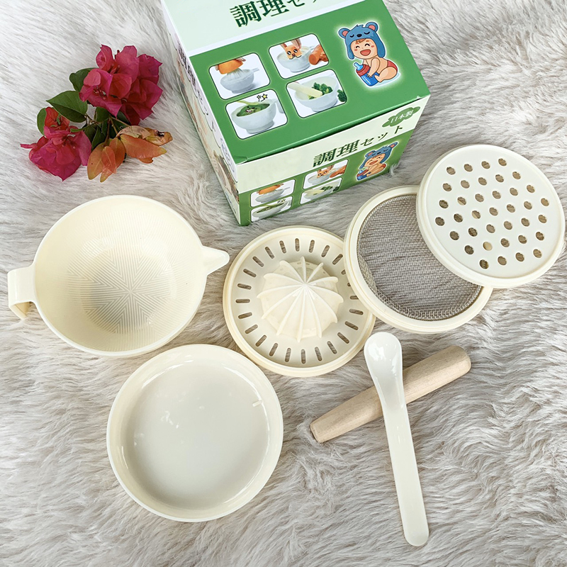 Bộ chế biến ăn dặm kiểu Nhật đa năng 7 chi tiết cho bé từ 5 tháng tuổi