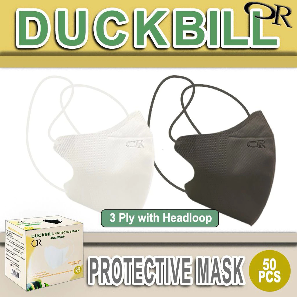 Duckbill Headloop Hijab Mask Brand or 3Ply Adult Headband 1 Box Contains 50 or 3D Disposable Facemask Face Mask Earloop Duck Bill Embossed or Lightweight Easy to Breathe Anti-Dust Pollution Droplet Elastic Strap Comfortable on the Face Black and White 1 B Harga 17,188 rupiah*Gratis Ongkir