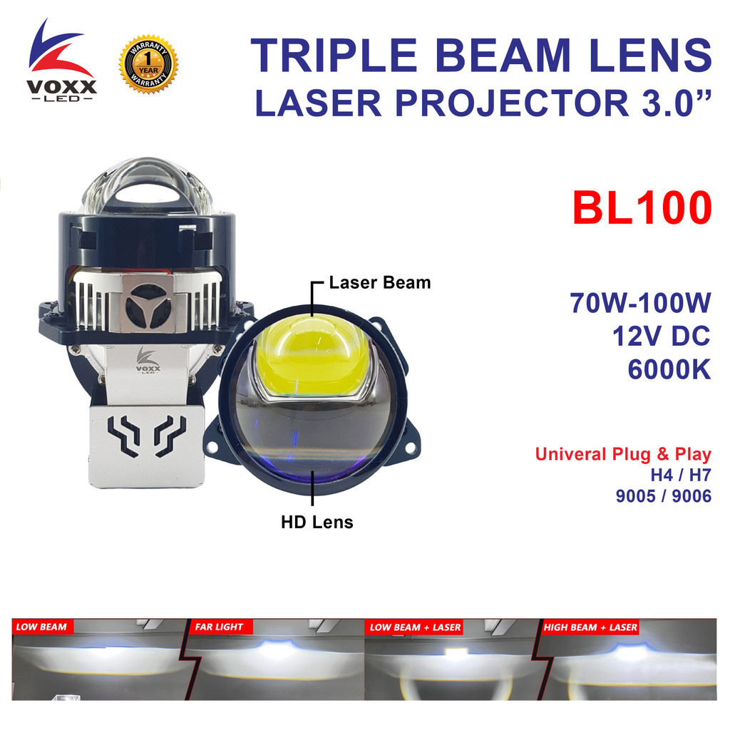 VOXX LED BL100 Projie BiLED 3" Inch 100W Laser Projector Bifocal Triple Beam Lens Harga  790,400 Ringgit*Penghantaran Percuma